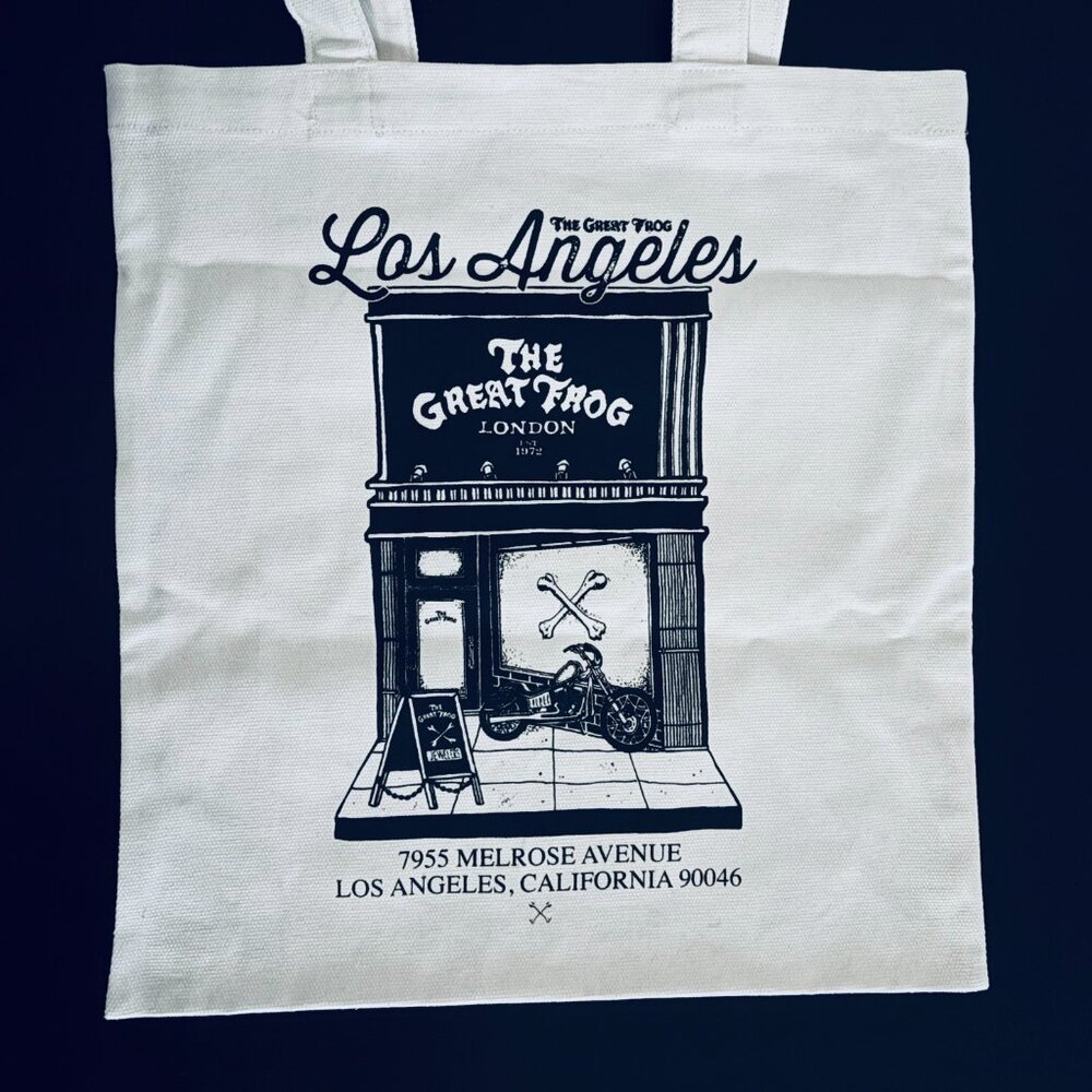 The Great Frog London Los Angeles Canvas Tote Bag NWOT Biker Rock n Roll Jewelry